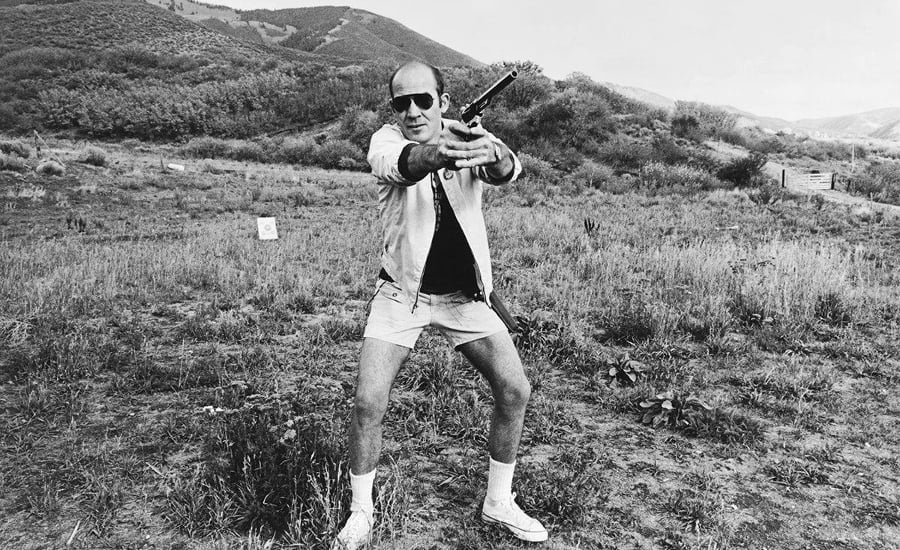 Hunter S Thompson - gun Aspen.jpg Taking aim near Aspen circa 1976