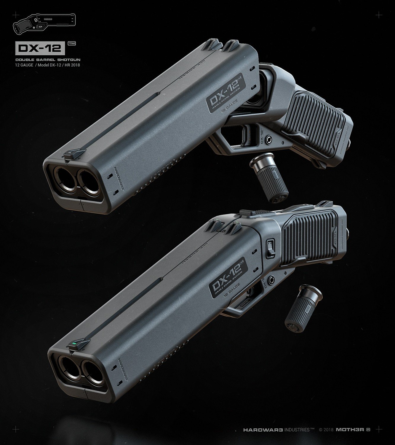 The Dx 12 Punisher Is A Double Barreled Shotgun Pistol From The Future