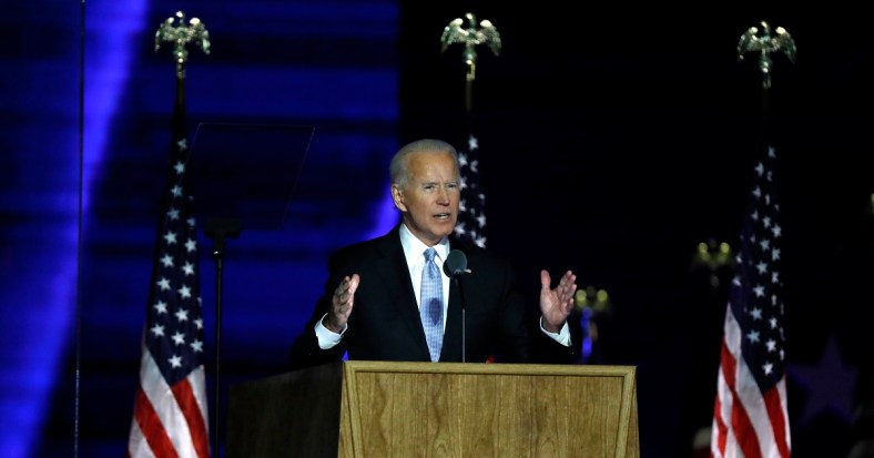 President-elect Joseph R. Biden Jr. giving his acceptance speech in Delaware.