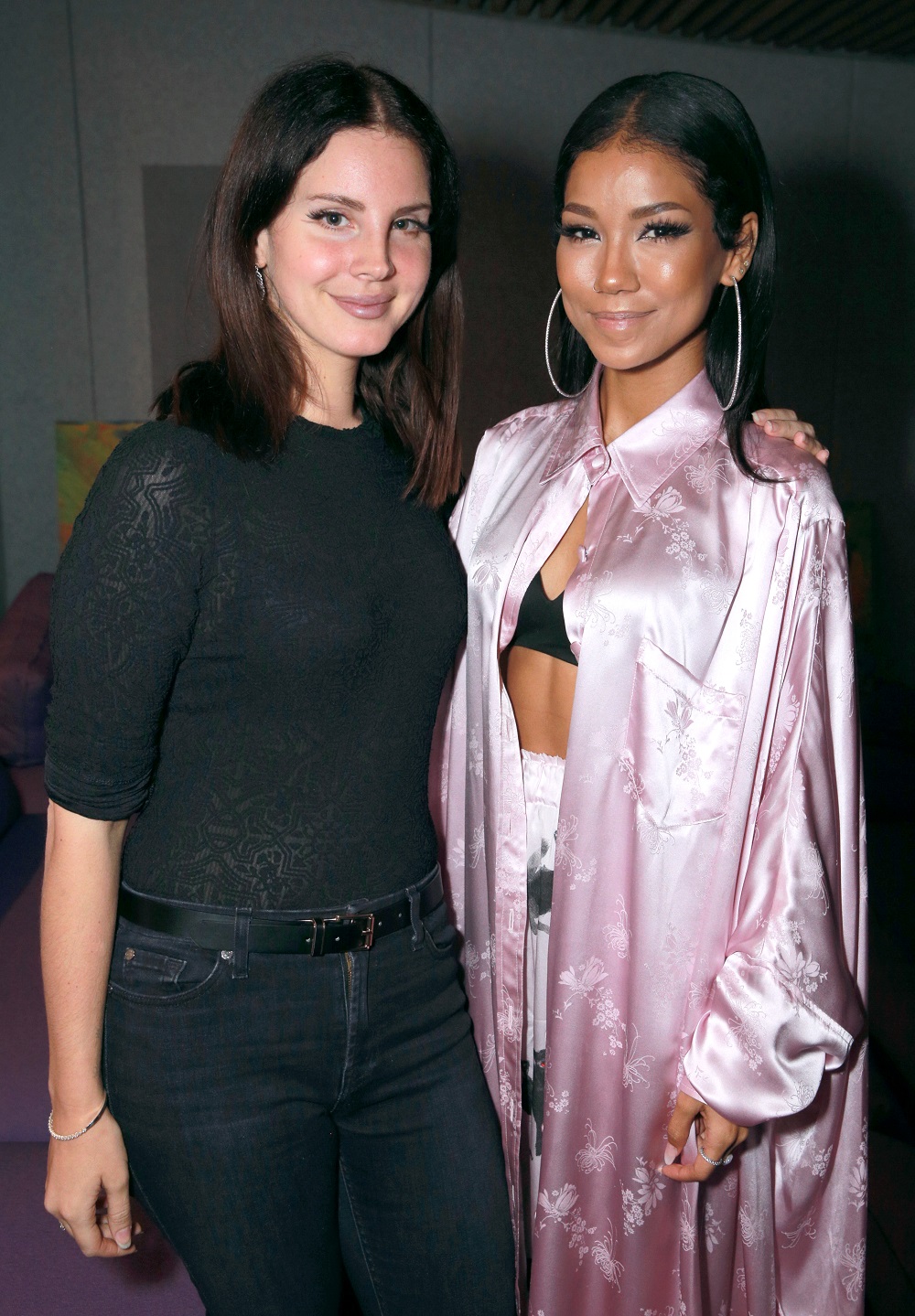 Lana Del Rey and Jhené Aiko at H.O.M.E. by Martell hosted by Jhene Aiko on September 28, 2017 in Los Angeles, California.