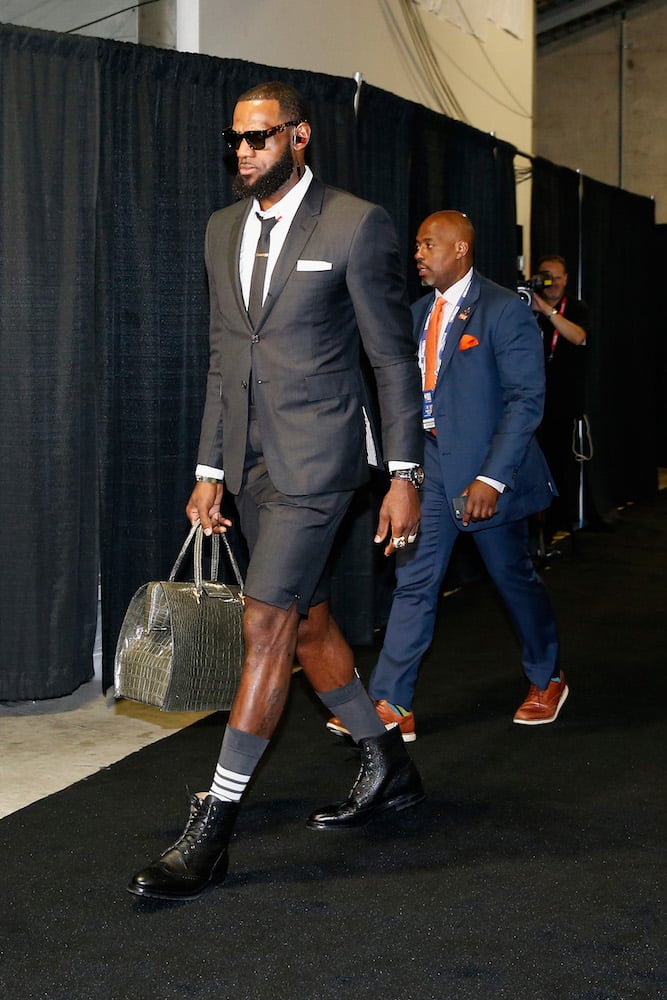 Draymond Green joins LeBron James in the shorts-suit brigade at Game 2