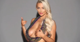 Lindsey Pelas Bouncing in Nothing but Beads Will Get You in the Mardi Gras ...