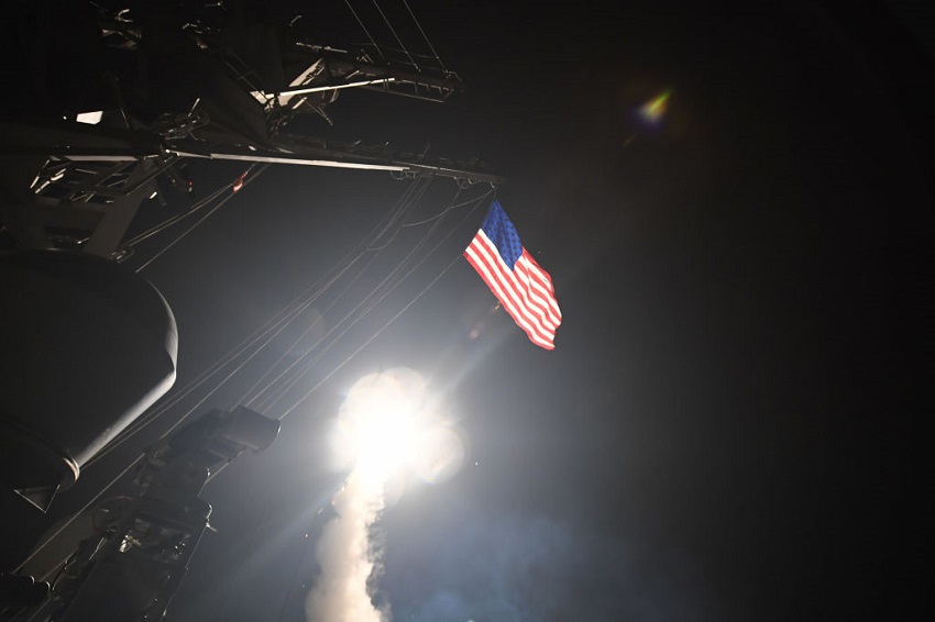 US missiles launching toward Syria