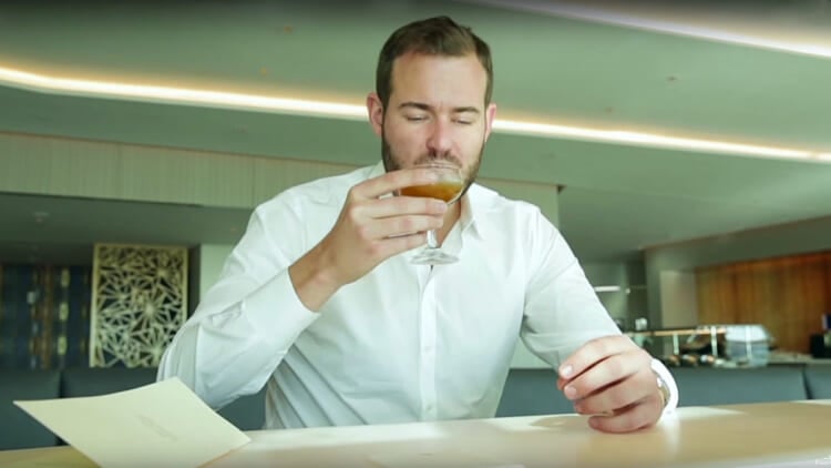 Brian Kelly (a.k.a. The Points Guy) enjoys a pre-flight beverage