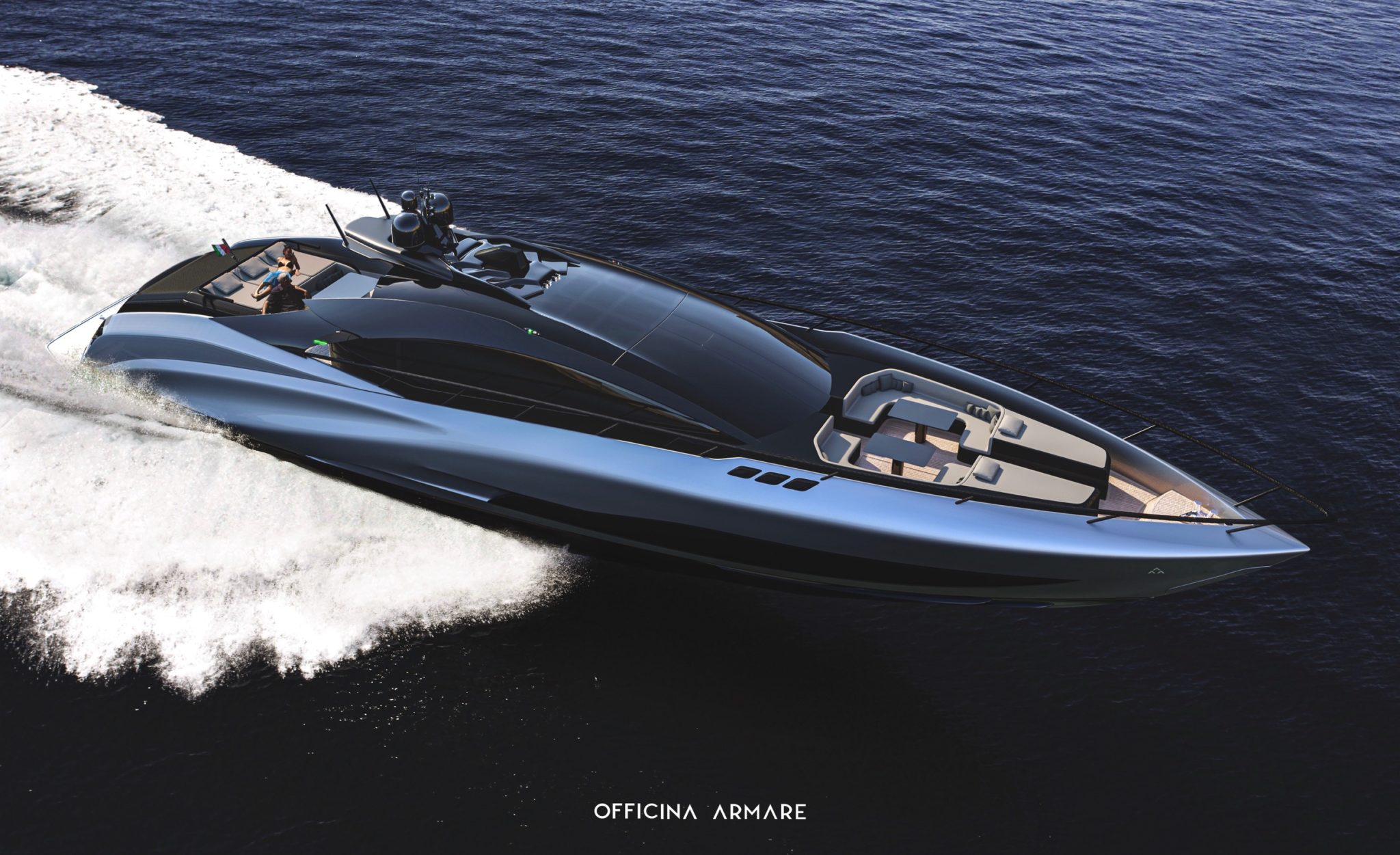 Milan-based yacht design studio Officina Armare drew heavily from supercars in designing the new A88 Gransport concept.