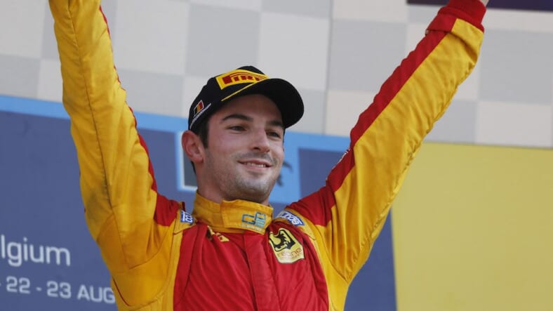Alexander Rossi celebrates GP2 win