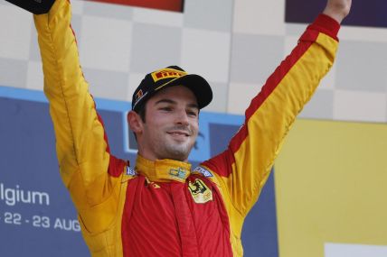 Alexander Rossi celebrates GP2 win