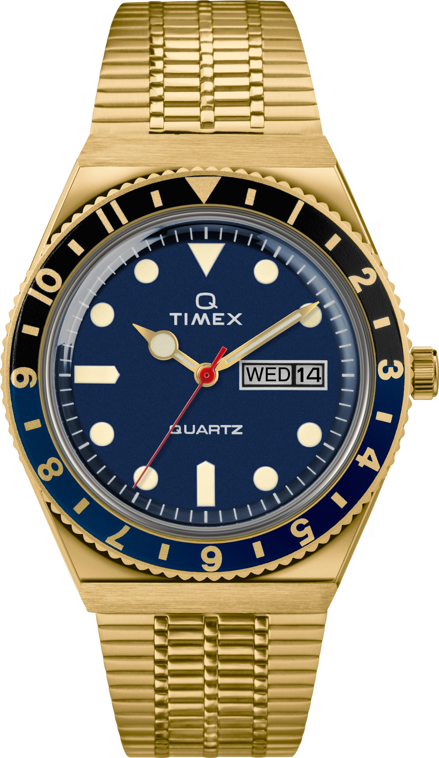 TW2U61400 Yellow Gold-tone Blue Dial Black/Blue ring