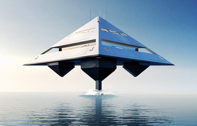 Jonathan Schwinge's HYSWAS flying tetrahedron super yacht concept