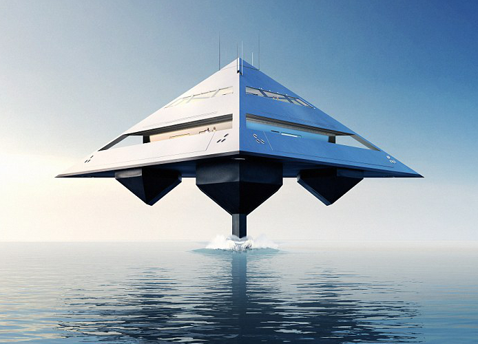 Jonathan Schwinge's HYSWAS flying tetrahedron super yacht concept