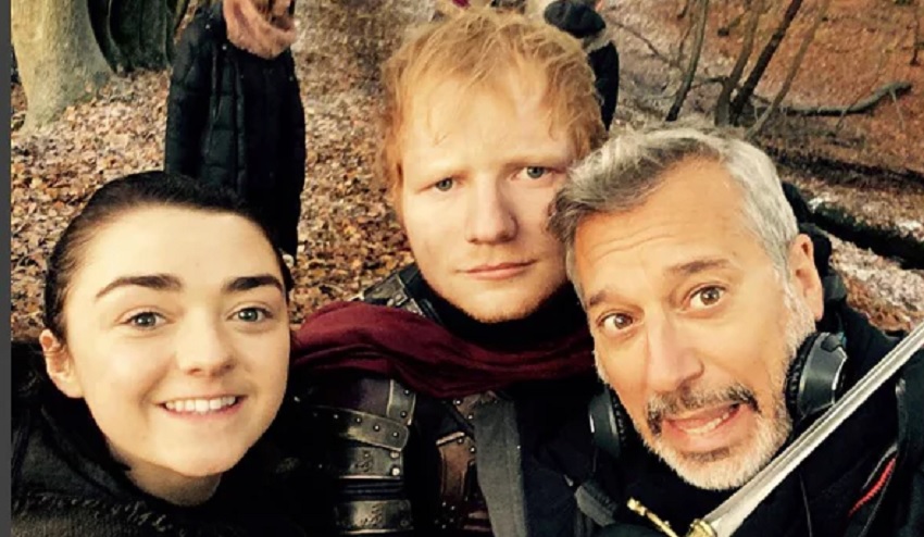 Arya Stark, Ed Sheeran, a dude with headphones