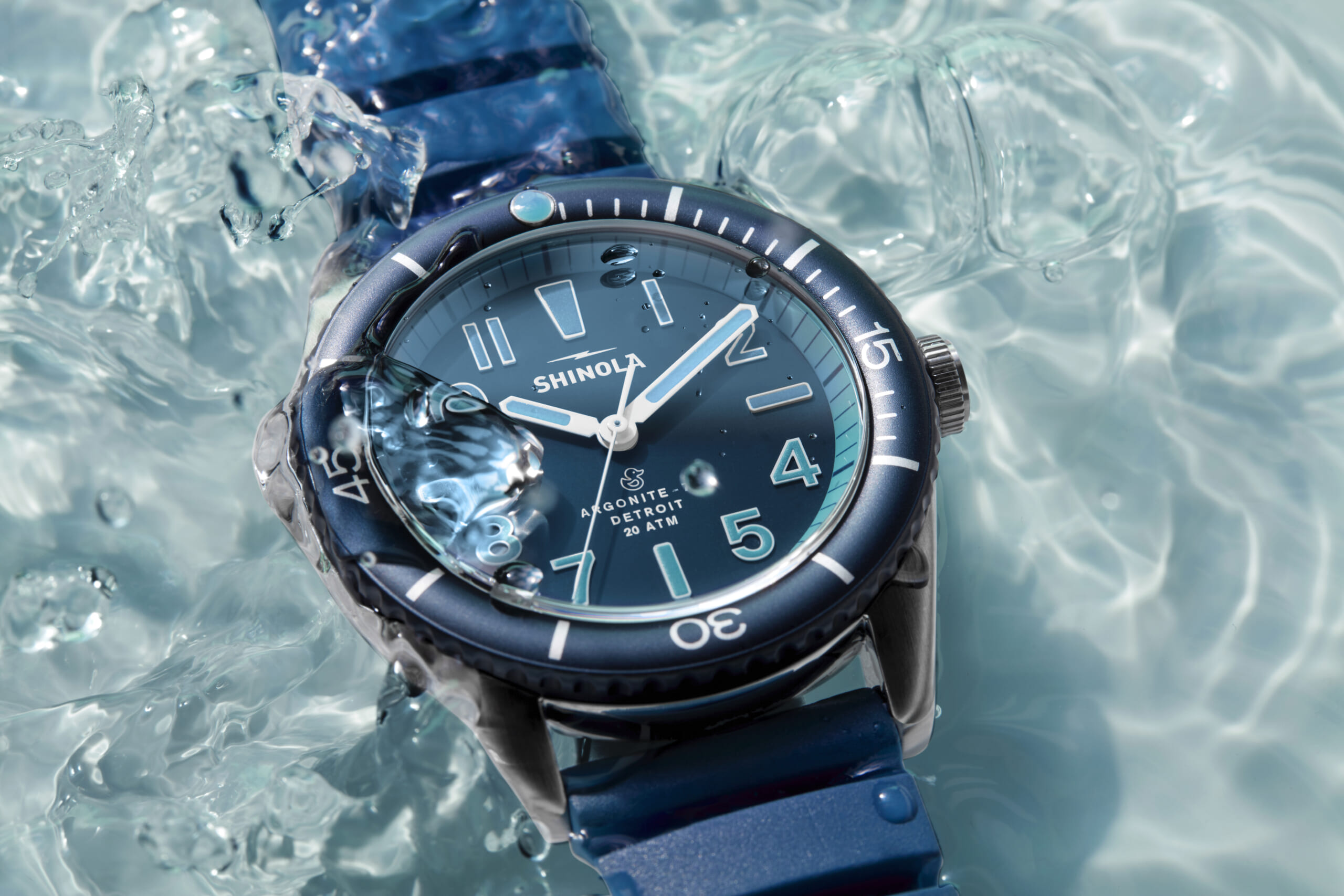 Shinola Duck Watch in Blue in Water