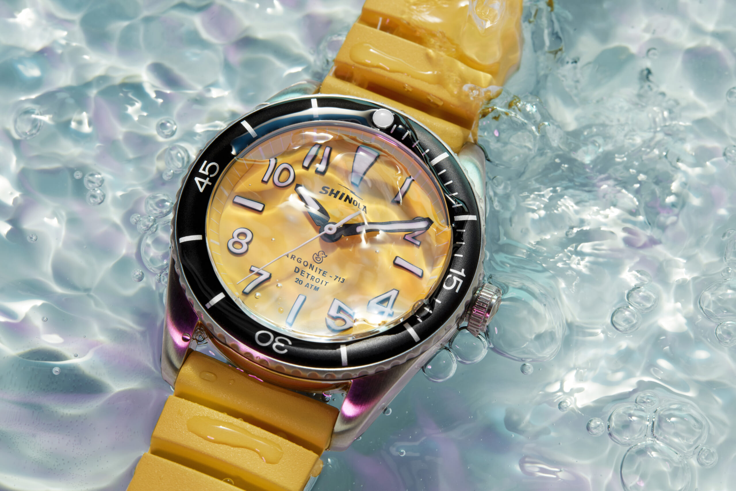 Shinola Duck Watch in Yellow in Water