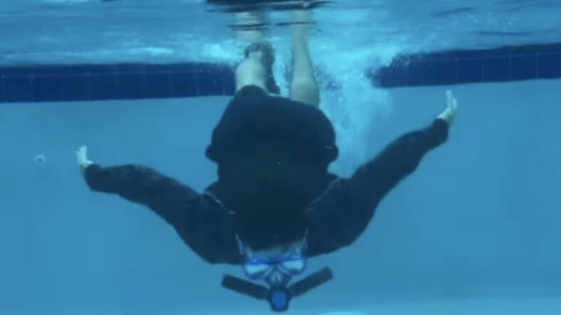 This man appears to be breathing underwater
