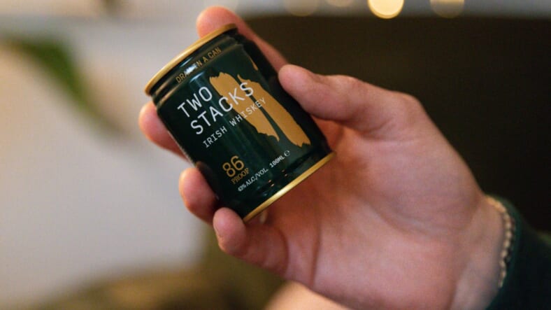 two stacks irish whiskey dram in a can promo