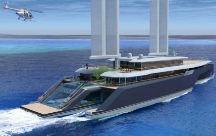 The 282-foot Komorebi trimaran superyacht concept