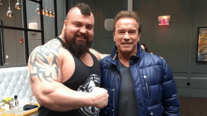 strongman Eddie Hall with Arnold Schwarzenegger