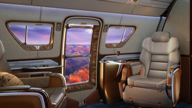 Embraer Lineage 1000e's SkyRanch One interior (Photo: Sotto Design/Embraer Executive Jet)