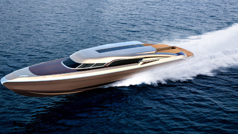 The Endeavour cruises at a blazing 50 knots (Photo: Federico Fiorentino Superyacht Design)