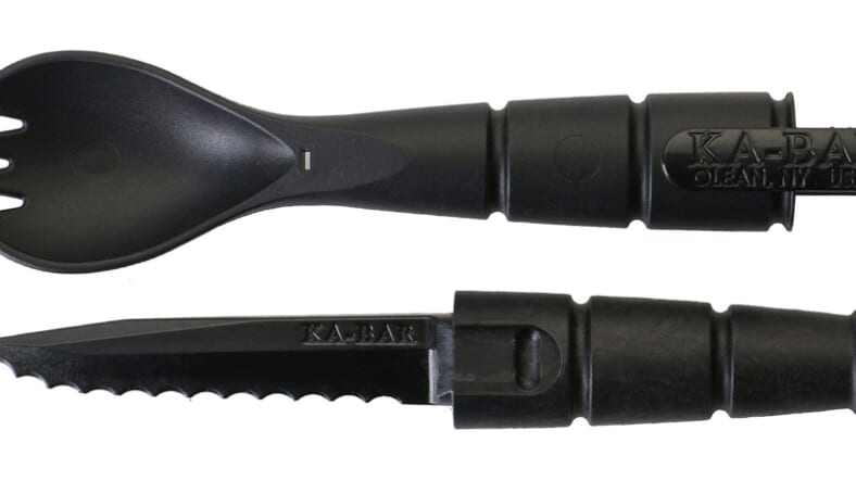 The tactical spork features a hidden 2 1/2-inch serrated blade (Photo: KA-BAR Knives)