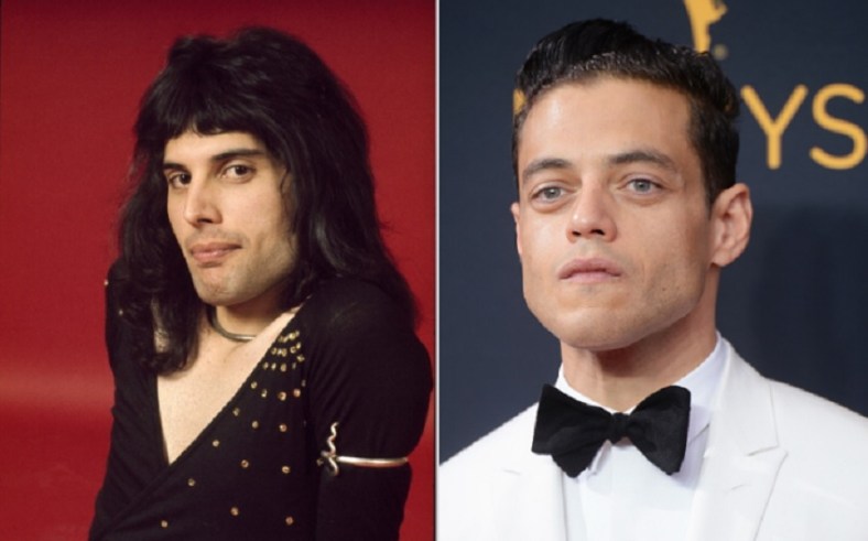 Freddie Mercury and Rami Malek Getty