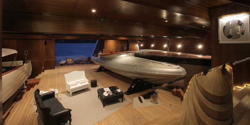 Motor Yacht A - garage.jpg Not a bad little garage (Photo: y.co)