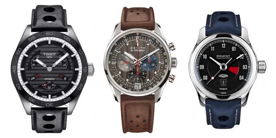 Three car watches (Photo: Tissot, Zenith, Bremont)