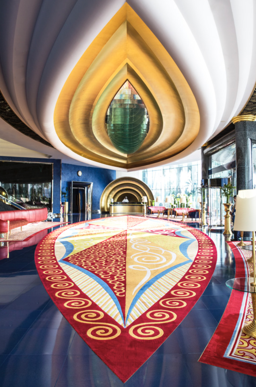 Inside the lobby of Burj Al Arab.