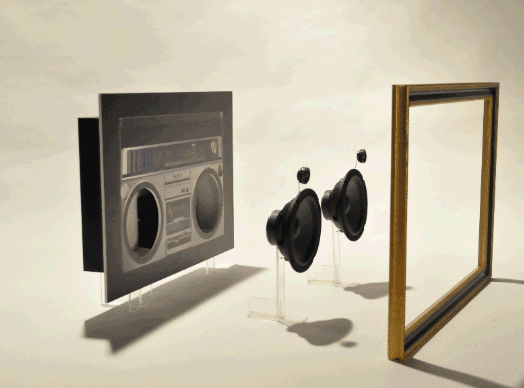 Touch of Bass GX boombox art speaker.gif Real speakers in a shadowbox (Photo: Case of Bass)