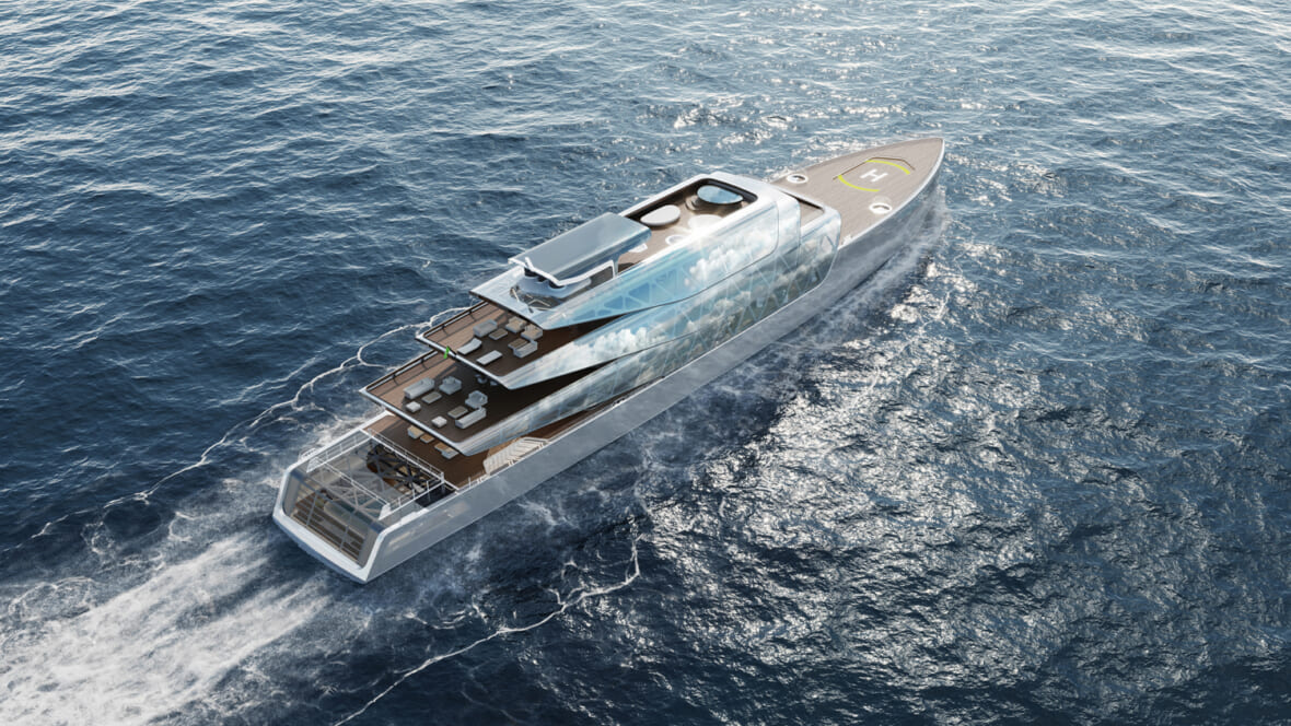 Jozeph Forakis Pegasus 88m 3 World's First 3D-Printed Superyacht Uses Mirrors To Appear 'Invisible' On