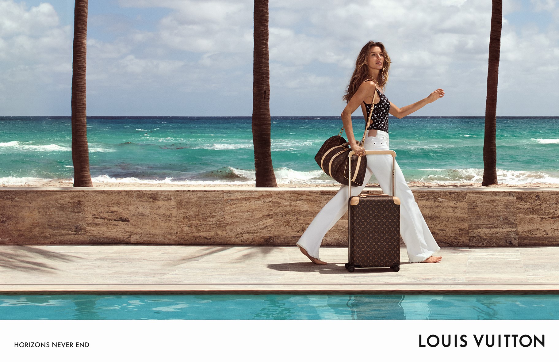 Gisele Bündchen brings luggage to the beach in Louis Vuitton ad