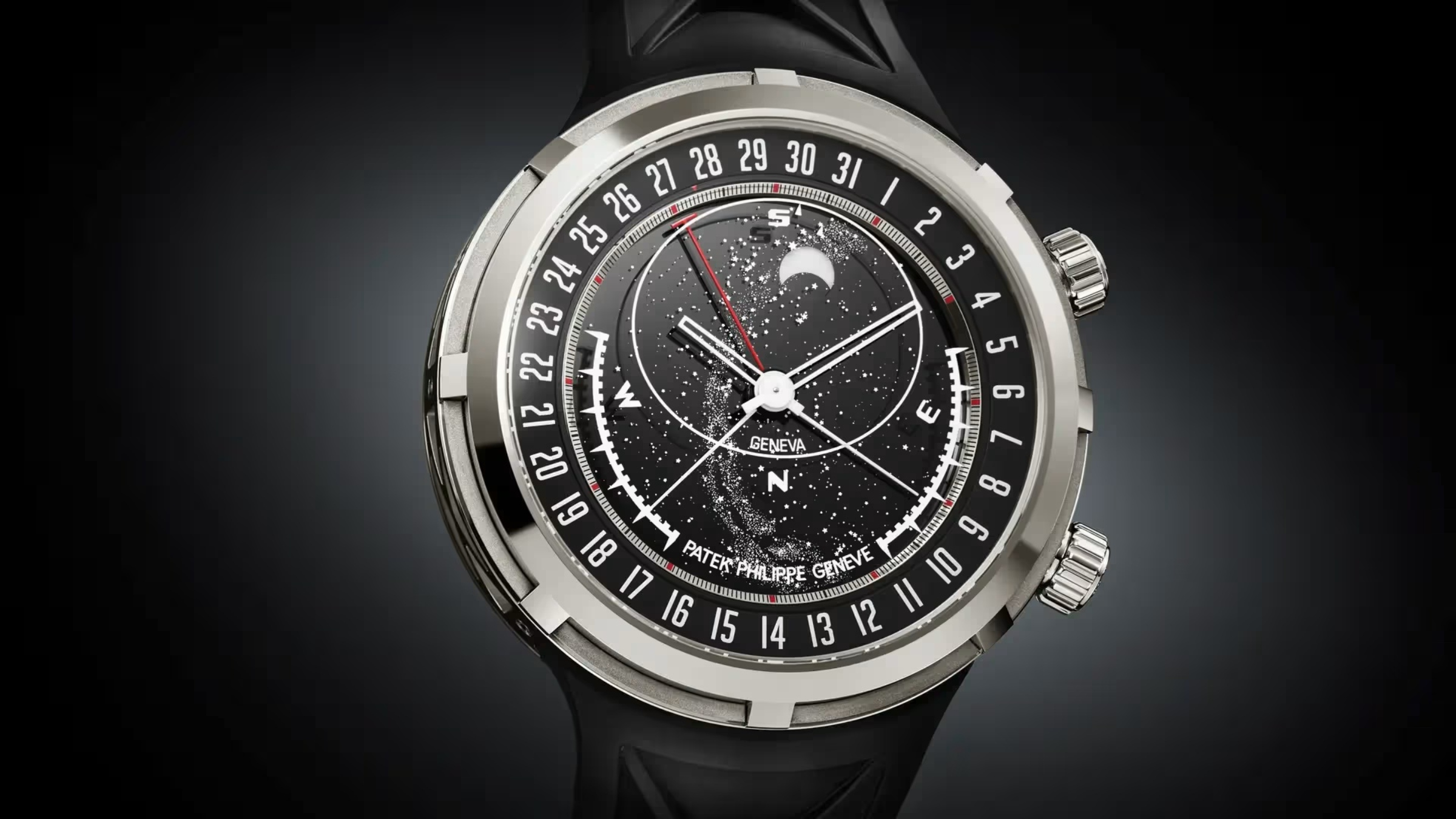 PATEK PHILIPPE 天文時計 ガラスドーム付き This Luxe Patek Philippe Watch Tracks Sunrises & Sunsets In